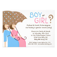 Gender Reveal Party Invitations Blue & Pink