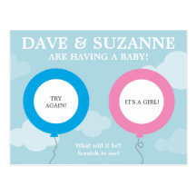 Gender Reveal Scratcher Game Postcard