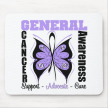 General Cancer Awareness Butterfly Mouse Mats