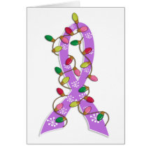 General Cancer Christmas Lights Ribbon Cards