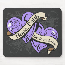 General Cancer Hope Faith Dual Hearts Mousepad