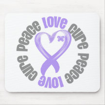 General Cancer Peace Love Cure Ribbon Mouse Pad