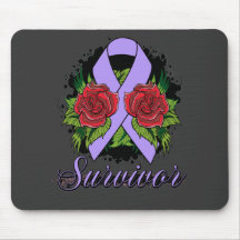General Cancer Survivor Rose Grunge Tattoo Mouse Pad