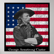 General Custer and The American Flag Print