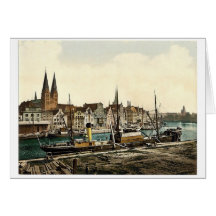 General view, Lubeck, Germany classic Photochrom Greeting Card