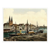 General view, Lubeck, Germany classic Photochrom postcards