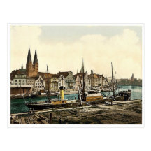 General view, Lubeck, Germany classic Photochrom Postcards