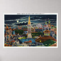 General View of Luna Park at Night Print