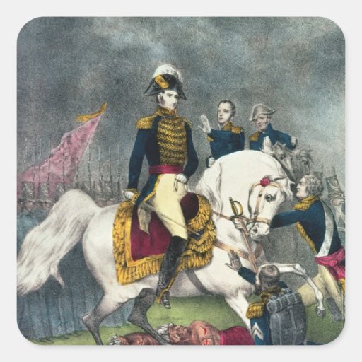 General William H. Harrison  at the Battle Square Stickers