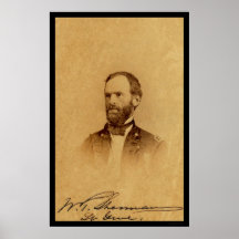 General William Sherman Signed Card 1862 Print