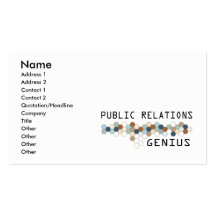 Génie de relations publiques cartes de visite personnelles
