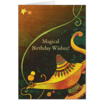 Genie's Lamp Birthday Wishes Cards