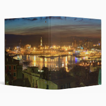 Genova and the port at evening 3 ring binders