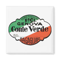 Genova Conte Verde Luggage Label Fridge Magnet