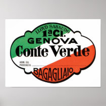 Genova Conte Verde Luggage Label Posters