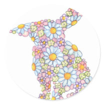 Gentle Floppy-Eared Bunny Round Stickers