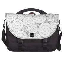 Gentle Geometric Black & White Spirals Computer Bag