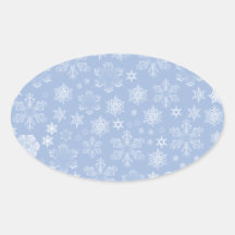 Gentle Shiny Frosty Snowflakes Blue White Stickers