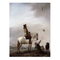 Gentleman on a Horse Watching a Falconer postcards