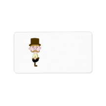 Gentleman with Moustache and Top Hat. Personalized Address Label