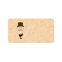 Gentleman with Top Hat and Moustache. Custom Personalized Address Labels