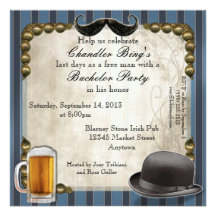 Gentleman's Bachelor Party Invitations, Version 5