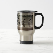 Gentoos on the beach mug