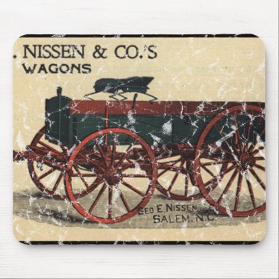 Geo. E. Nissen Wagons-1823 - distressed Mouse Pads by vintageurban
