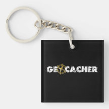 Geocacher Keychain Square Acrylic Keychains