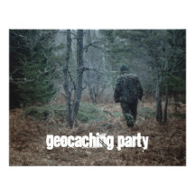 Geocaching Party Quest Fun Theme Woods Invitations