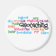 Geocaching Word Collage Fridge Magnets
