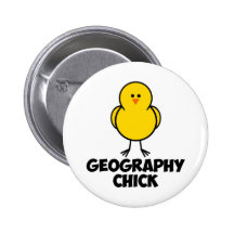 Geography Chick Pinback Button