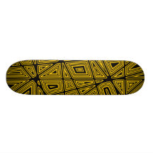 Geometric - Black on Amber Skate Deck