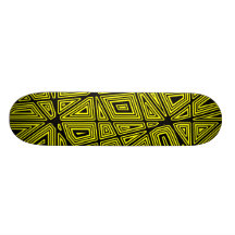 Geometric - Black on Yellow Skateboard Decks