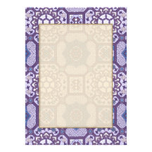 Geometric Floral in Blue and Purple Personalized Announcements