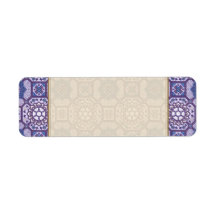 Geometric Floral in Blue and Purple Labels