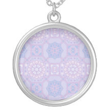 Geometric Floral in Pastel Pink and Violet Necklace