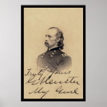 George Armstrong Custer Signed Card 1866 Posters