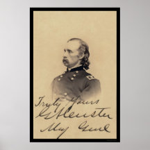 George Armstrong Custer Signed Card 1866 Posters