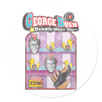 George Bush - Shoe Throw Attack! Round Stickers