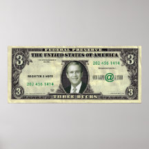 George Dubya Bush $3 Bill Poster
