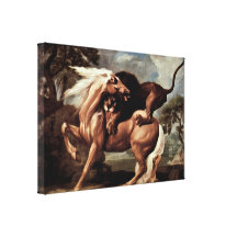George Stubbs - horse is attacked by a lion Stretched Canvas Print