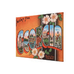 Georgia (Cherokee Rose) - Large Letter Scenes Stretched Canvas Prints