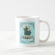 Georgia Map With Lovely Birds Coffee Mugs
