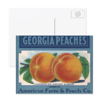 Georgia Peaches, Vintage Fruit Crate Label Art Post Card