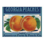 Georgia Peaches, Vintage Fruit Crate Label Art Post Card