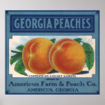 Georgia Peaches, Vintage Fruit Crate Label Art Poster