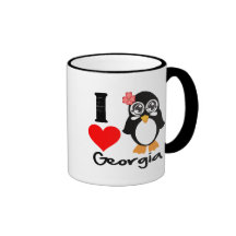 Georgia Penguin - I Love Georgia Coffee Mugs