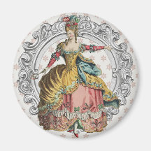 Georgian Lady Dancing - Pink and Yellow Magneet