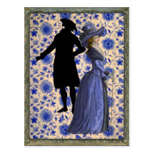 Georgoan Lady with a stick - Blue Wenskaarten
